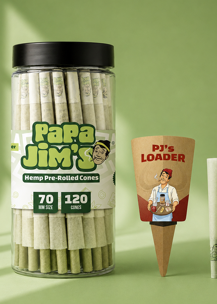 Papa Jim’s Hemp Pre-Rolled Cones 70mm Dogwalker, 21mm W-Filter Tip